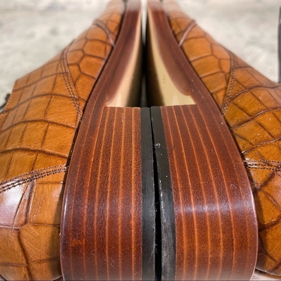 Juno Italian lace up  Oxford croc embossed leather shoes - Picture 9 of 15